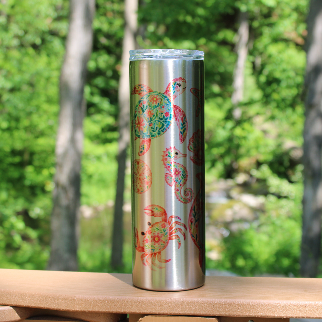 Girly Pink Summer Clipart Stainless Beach Tumbler 30 oz