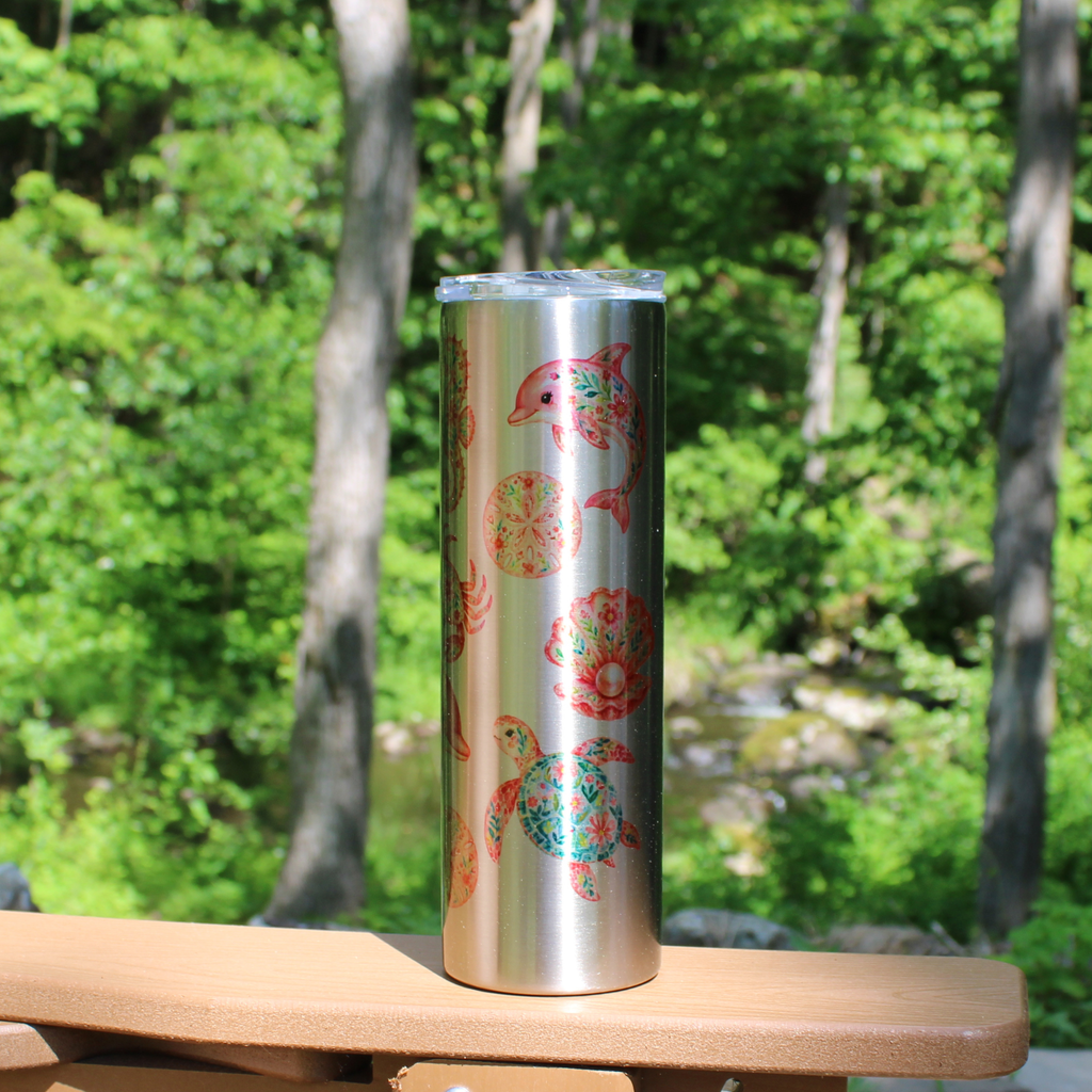 Girly Pink Summer Clipart Stainless Beach Tumbler 30 oz