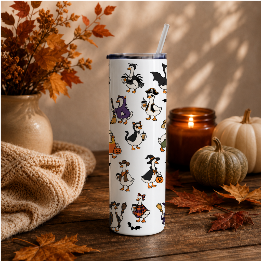 Halloween Geese Tumbler | Cute Ghost Goose Coffee Cup | Fall Goose Lover Gift