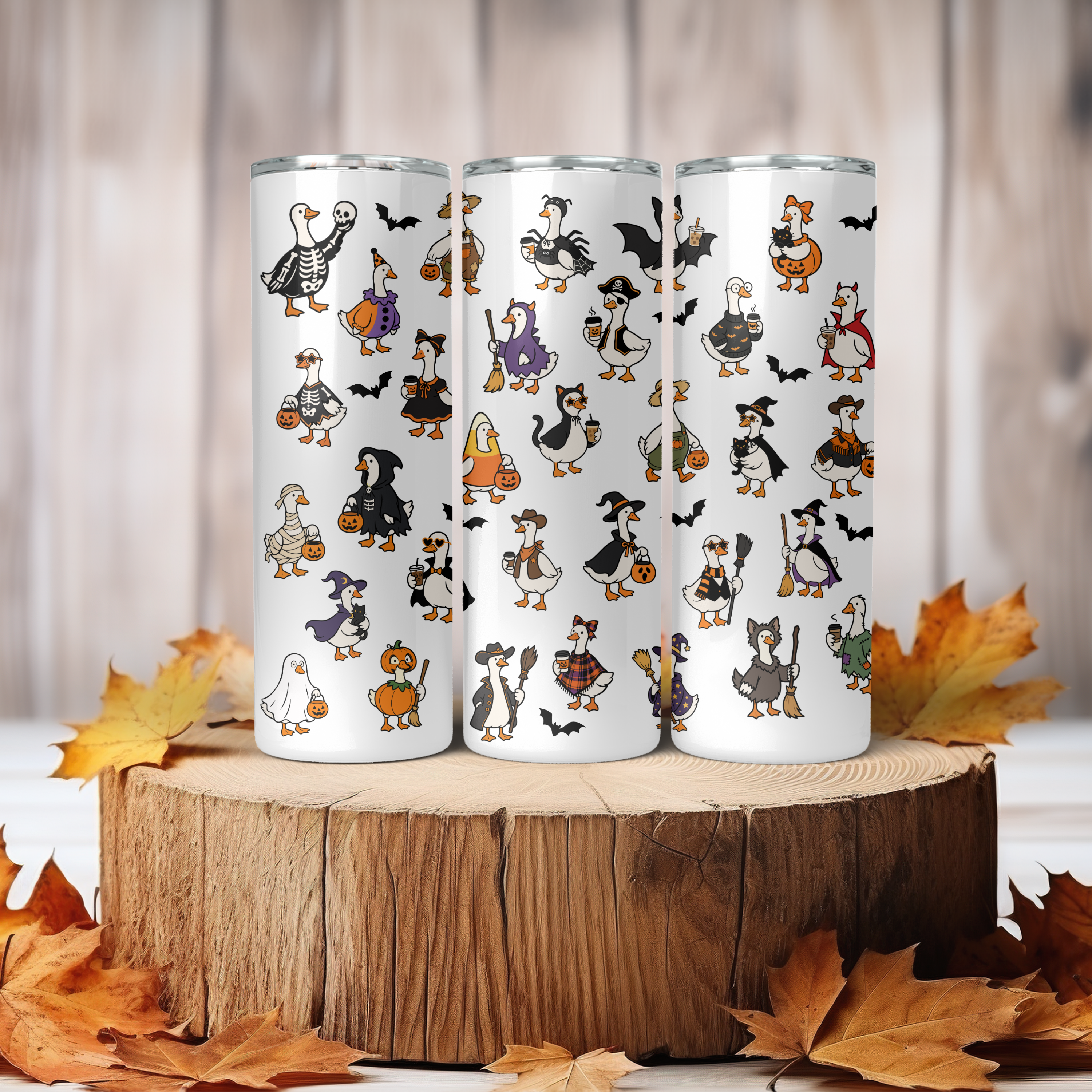 Halloween Geese Tumbler | Cute Ghost Goose Coffee Cup | Fall Goose Lover Gift