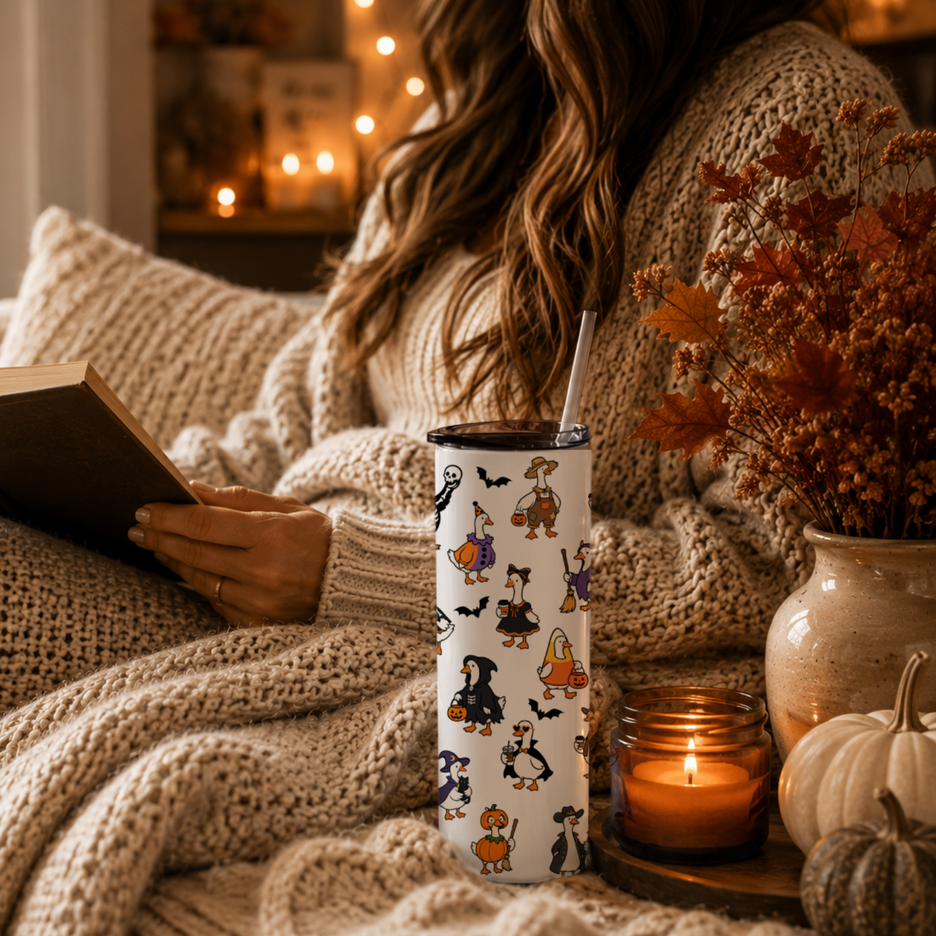 Halloween Geese Tumbler | Cute Ghost Goose Coffee Cup | Fall Goose Lover Gift