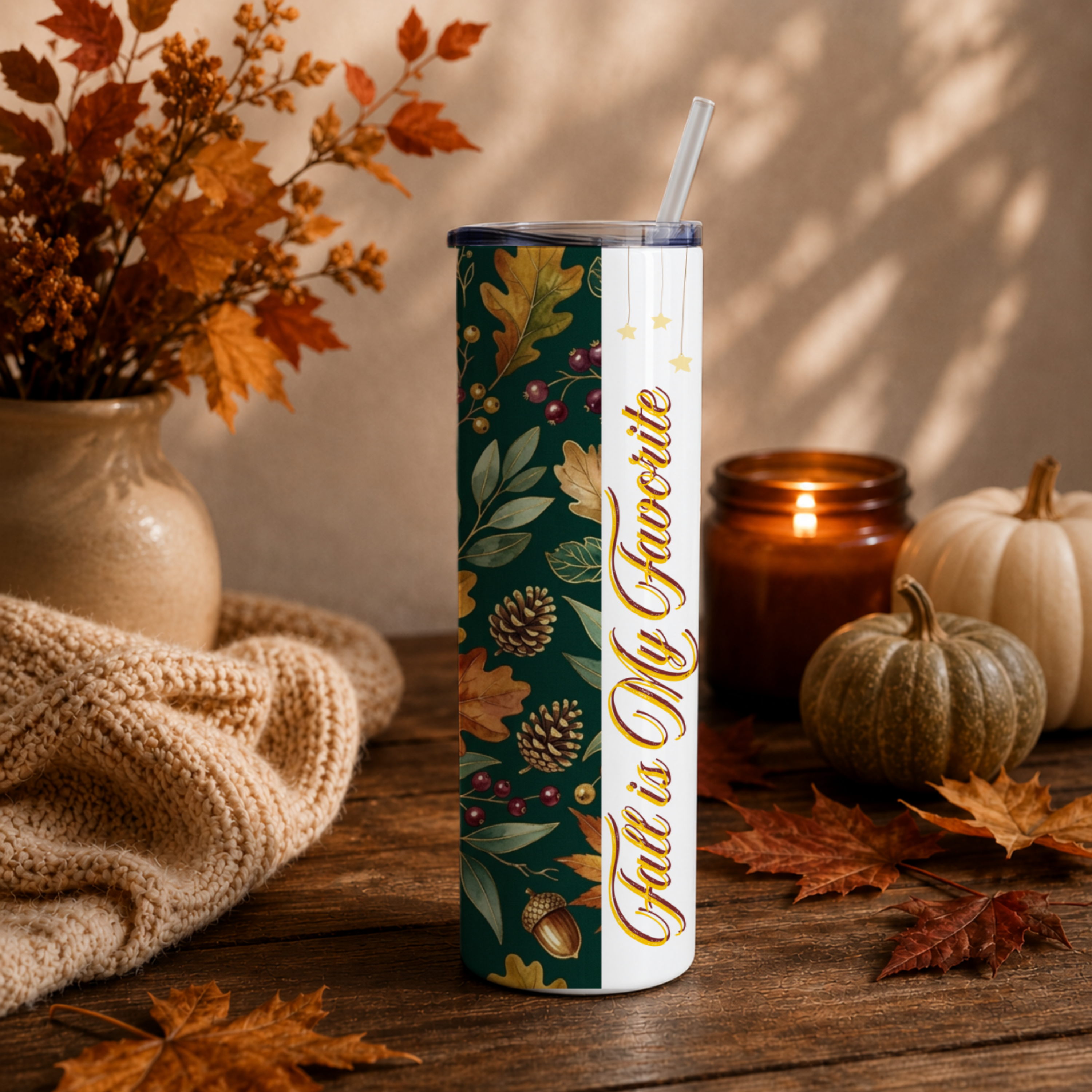 Fall Is My Favorite Tumbler | 20 oz Autumn Coffee Cup | Cozy Thanksgiving Travel Mug