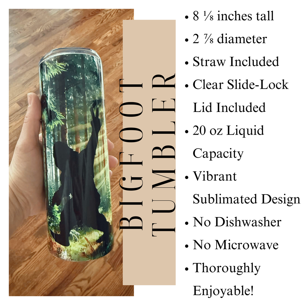 Sasquatch Silhouette Funny Tumbler, Peace Sign, Bigfoot Gifts, Bigfoot Humor Tumbler, Mythical Creatures, Skinny Tumbler, Bigfoot Cup