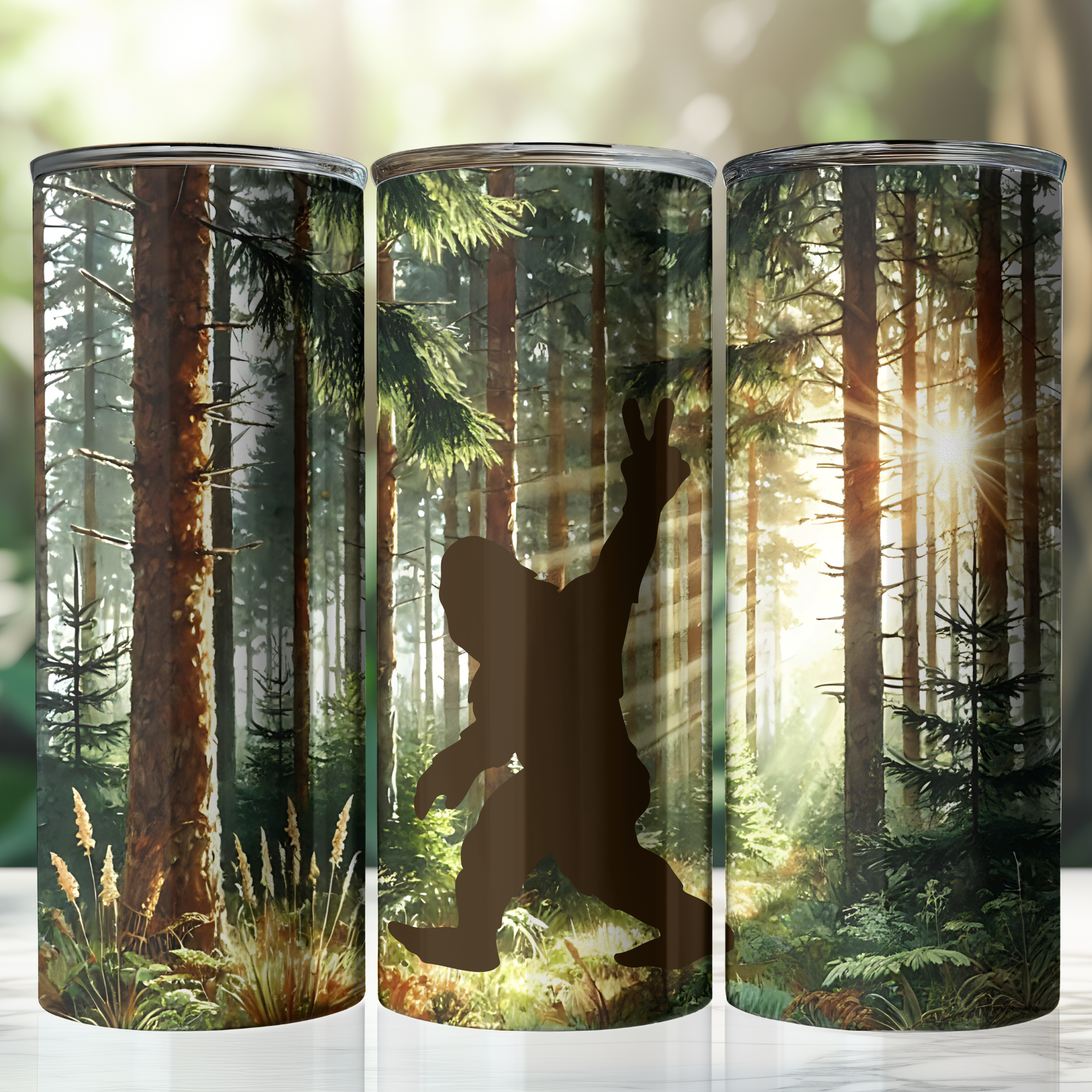Sasquatch Silhouette Funny Tumbler, Peace Sign, Bigfoot Gifts, Bigfoot Humor Tumbler, Mythical Creatures, Skinny Tumbler, Bigfoot Cup