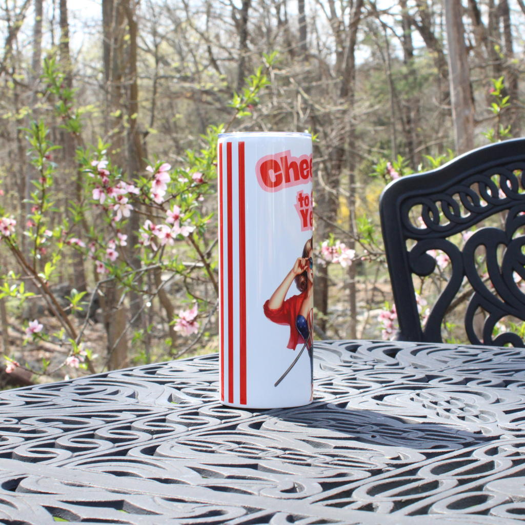 Retro Americana Style 50's Pin Up Girl Patriotic Tumbler Cheers to 250 Years
