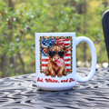 Miniature Highland Cow Coffee Mug, Red White and Moo 4th of July Mug