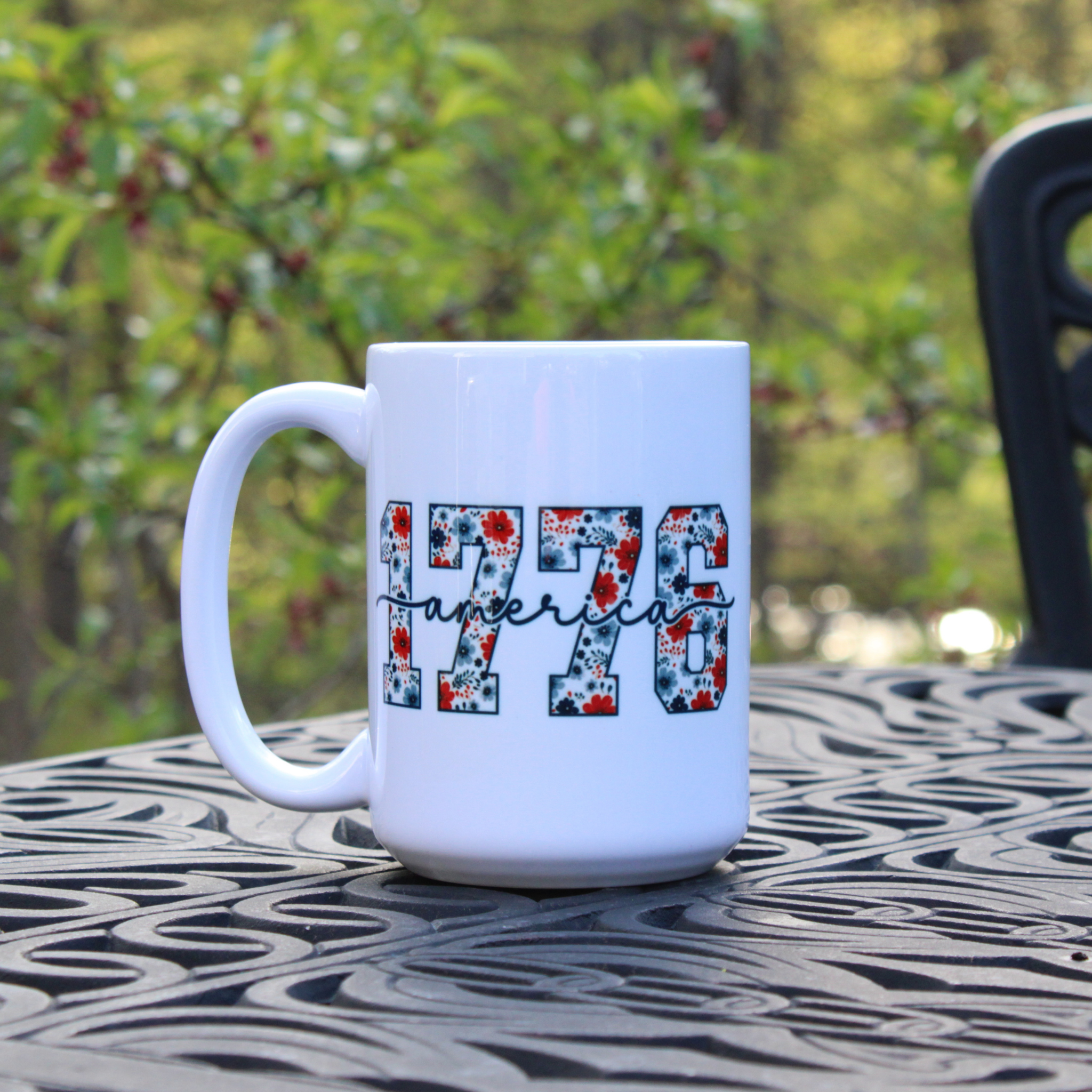 Miniature Highland Cow Coffee Mug, Red White and Moo 4th of July Mug