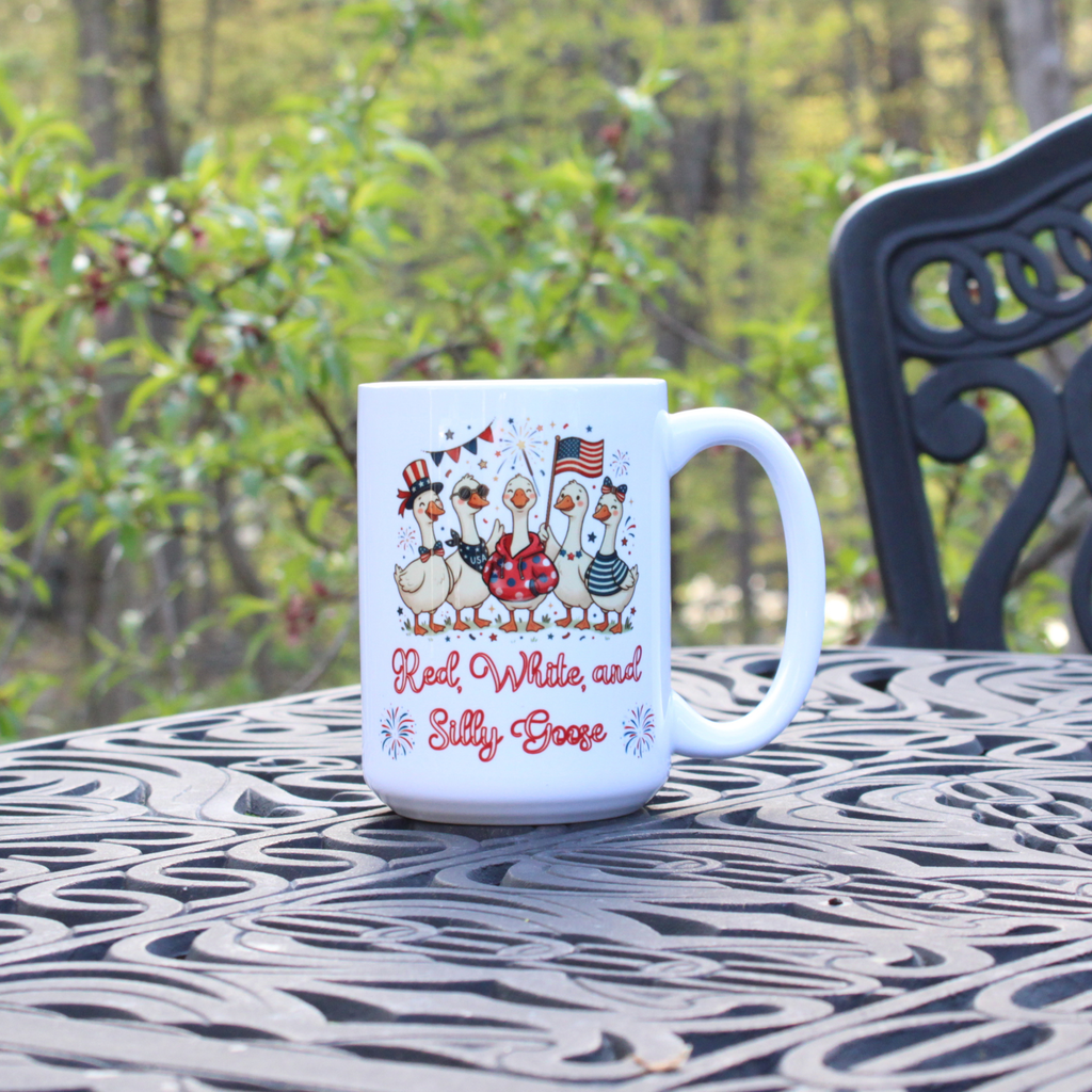 Red, White, and Silly Goose Patriotic Mug, 4th of July Celebration