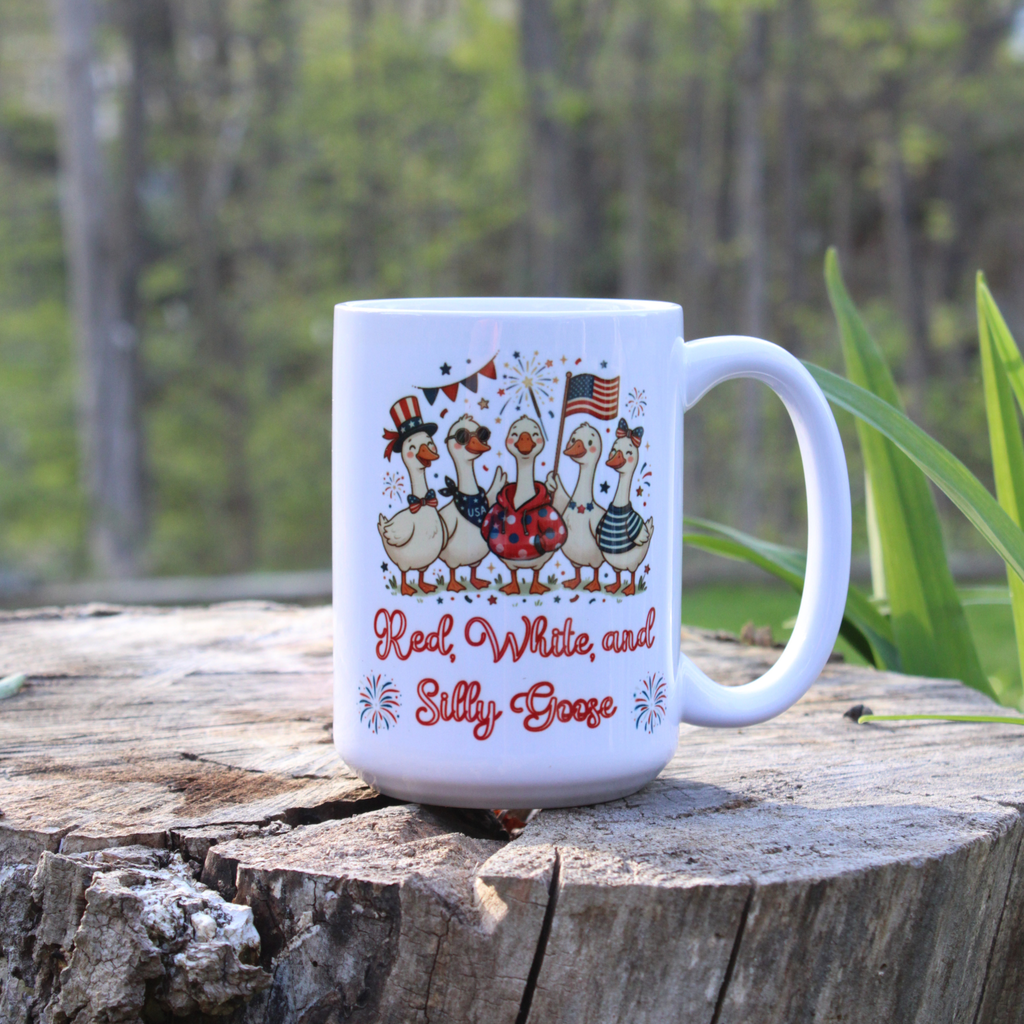 Red, White, and Silly Goose Patriotic Mug, 4th of July Celebration