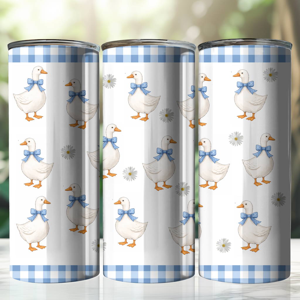 1980's Geese Vintage Inspired 20oz Tumbler, One Silly Goose, Geese with Blue Gingham