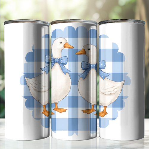 1980's Geese Vintage Inspired 20oz Tumbler, One Silly Goose, Geese with Blue Gingham