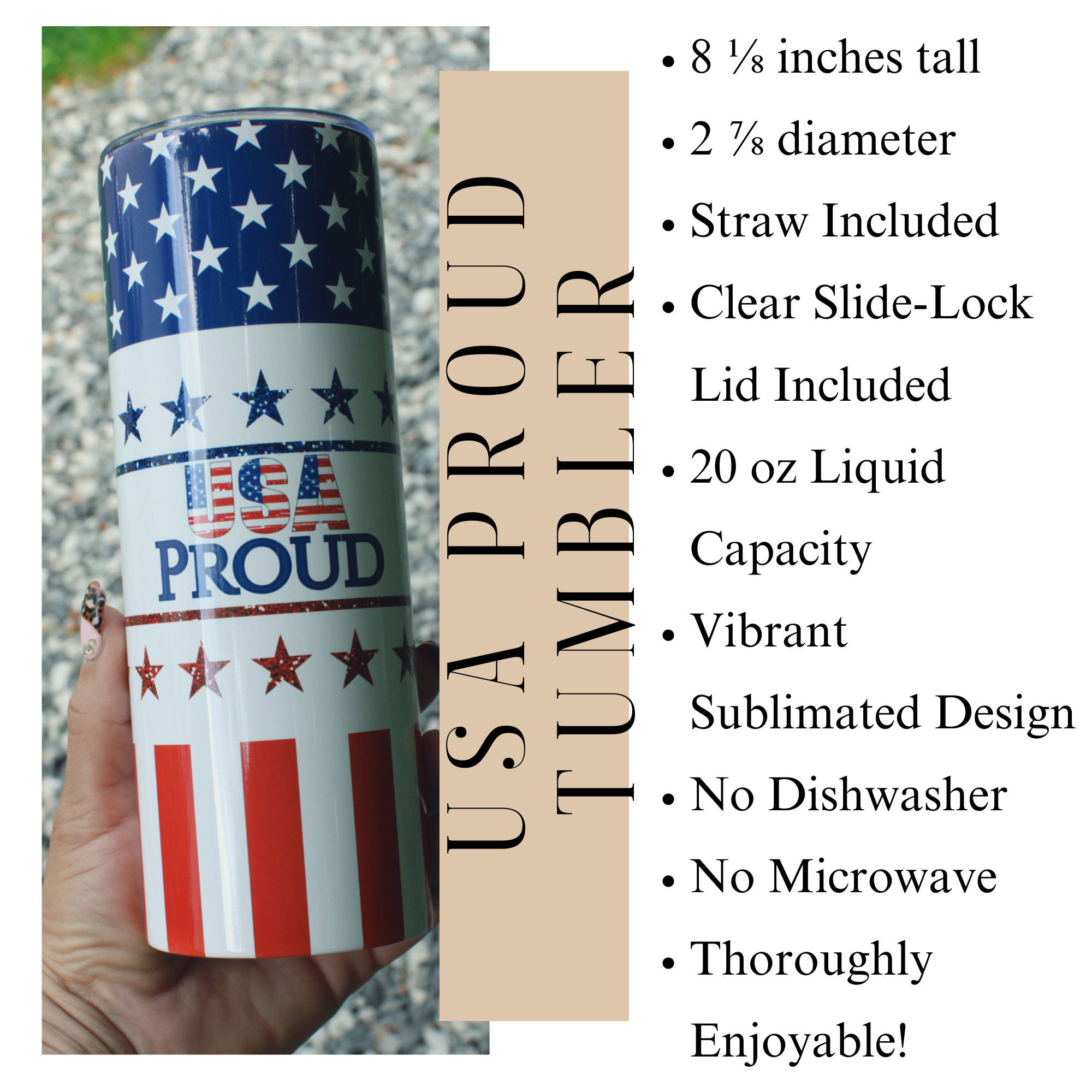 USA Proud Patriotic Tumbler 20 oz