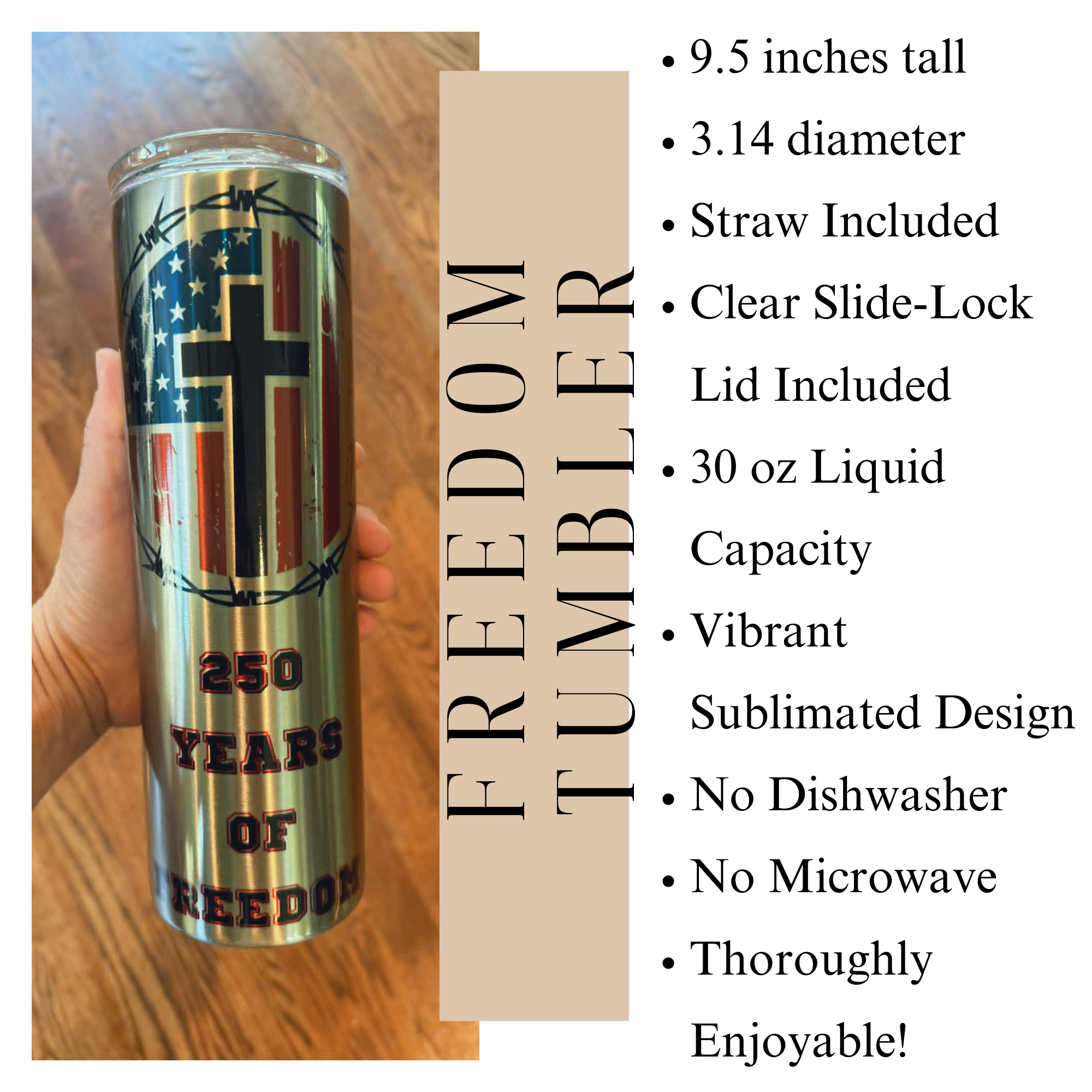 250 Years of Freedom Patriotic Tumbler