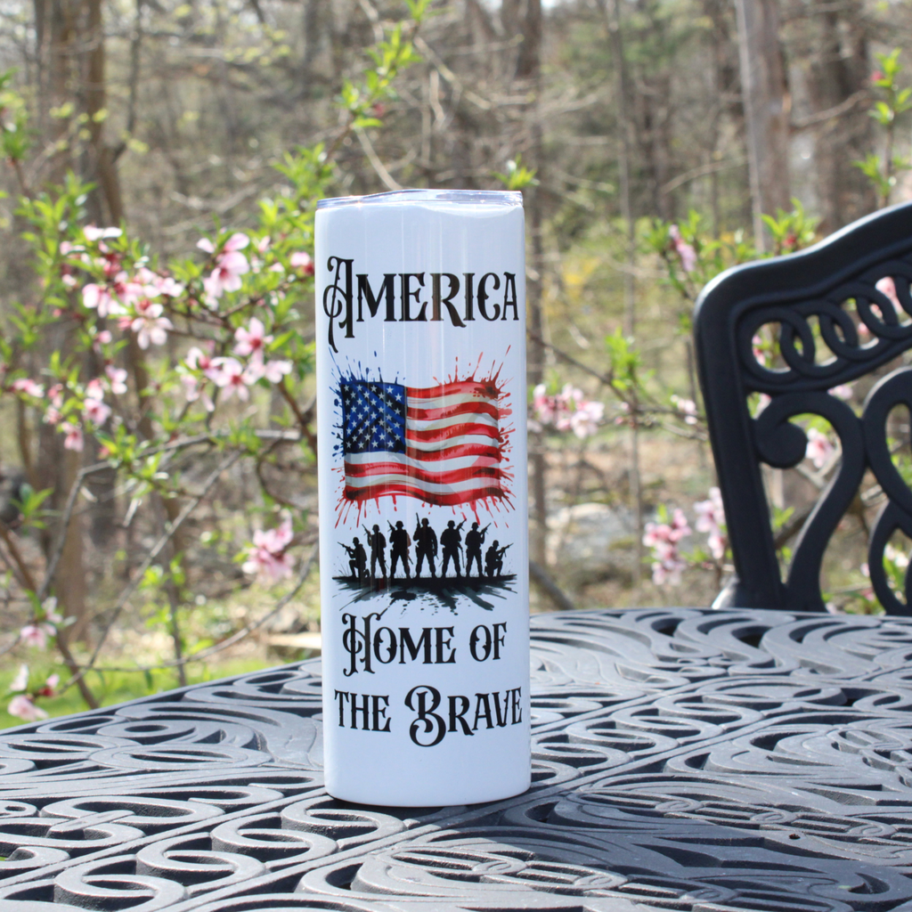 4th of July American Pride Home of the Brave Patriotic Tumbler
