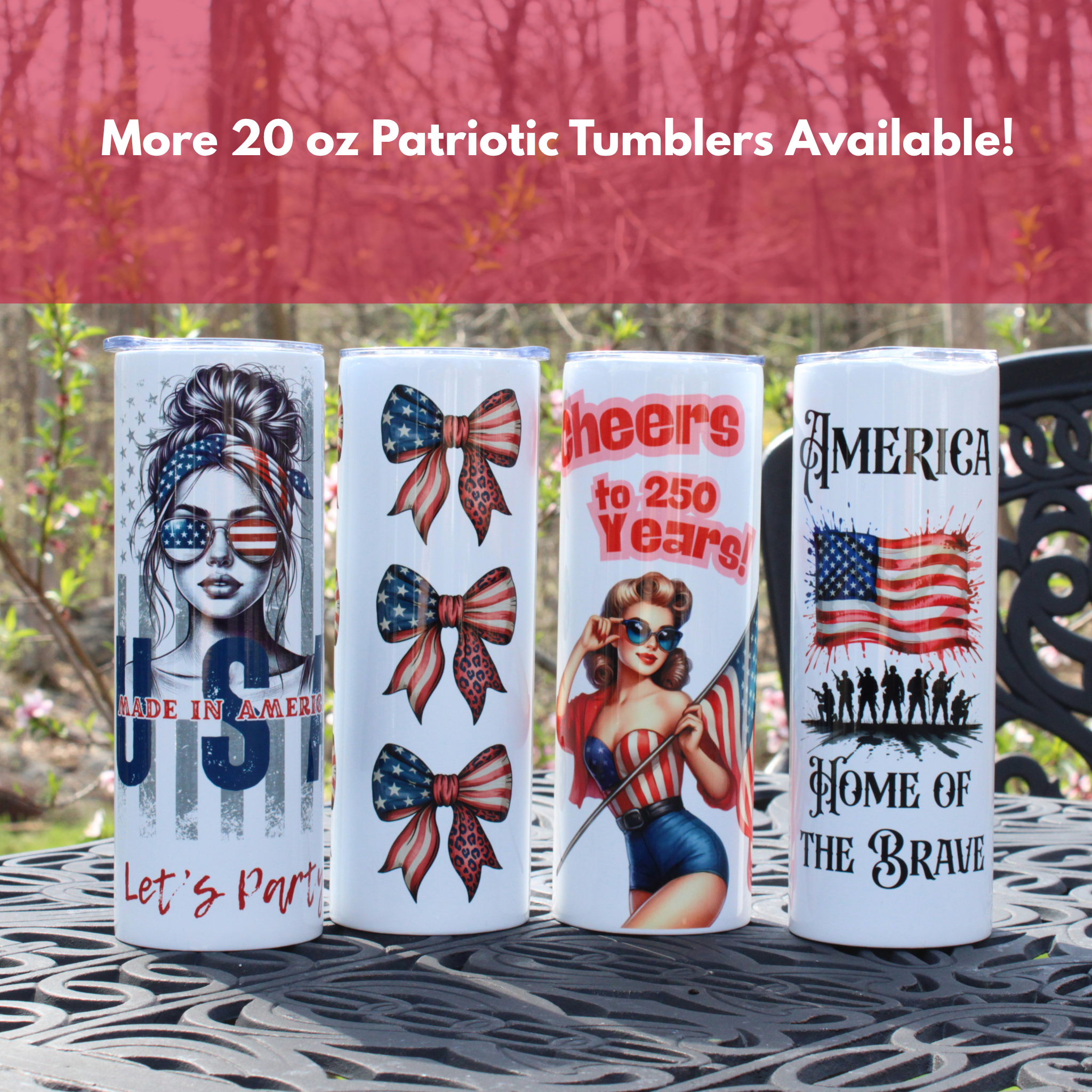 4th of July Summer Girl Fashion Let's Party Patriotic Tumbler