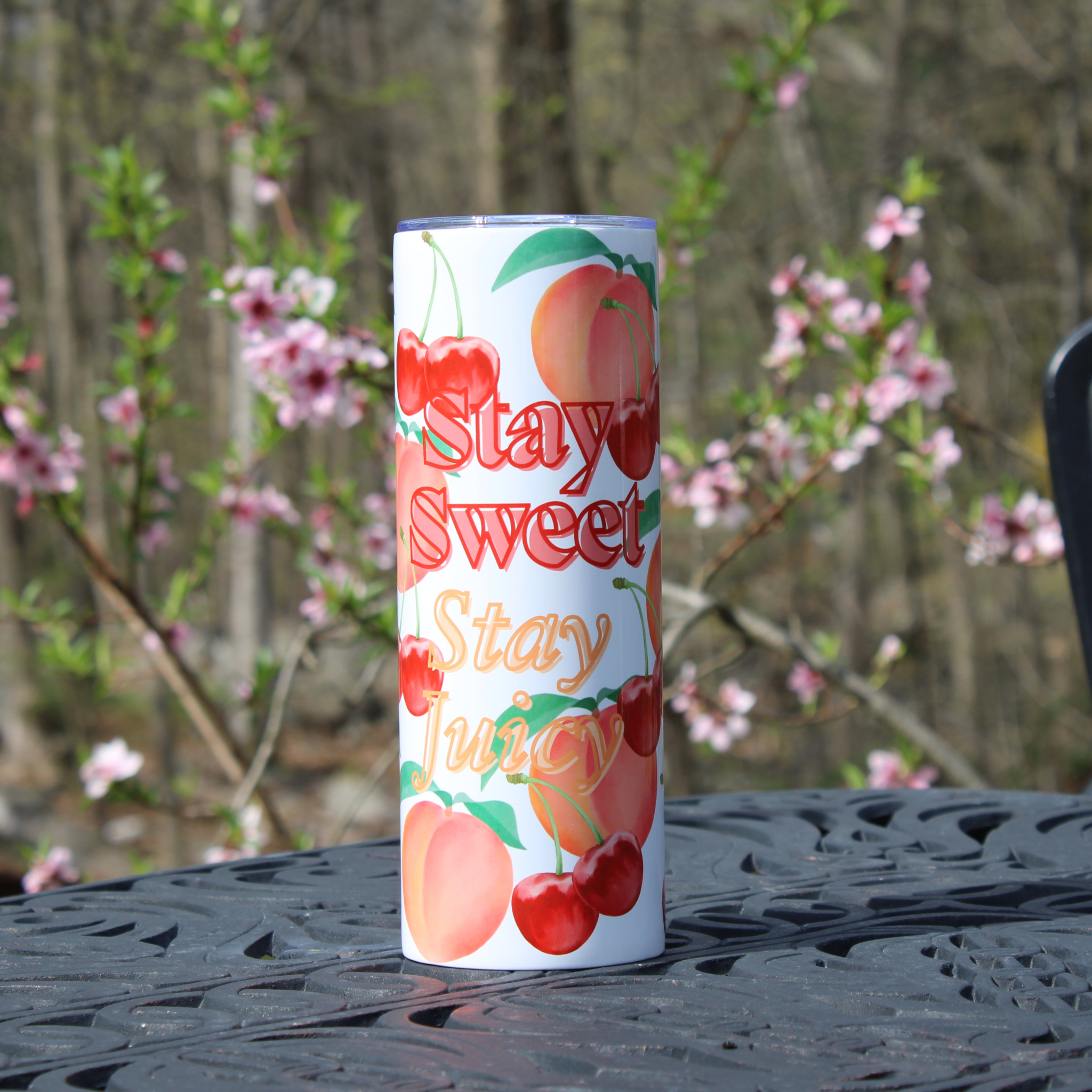 Stay Sweet Stay Juicy, Funny Girl Tumbler, Juicy Peach, Sweet Cherries, Fruit Decor, Friend Gift Ideas, Funny Tumbler, Summer Tumbler