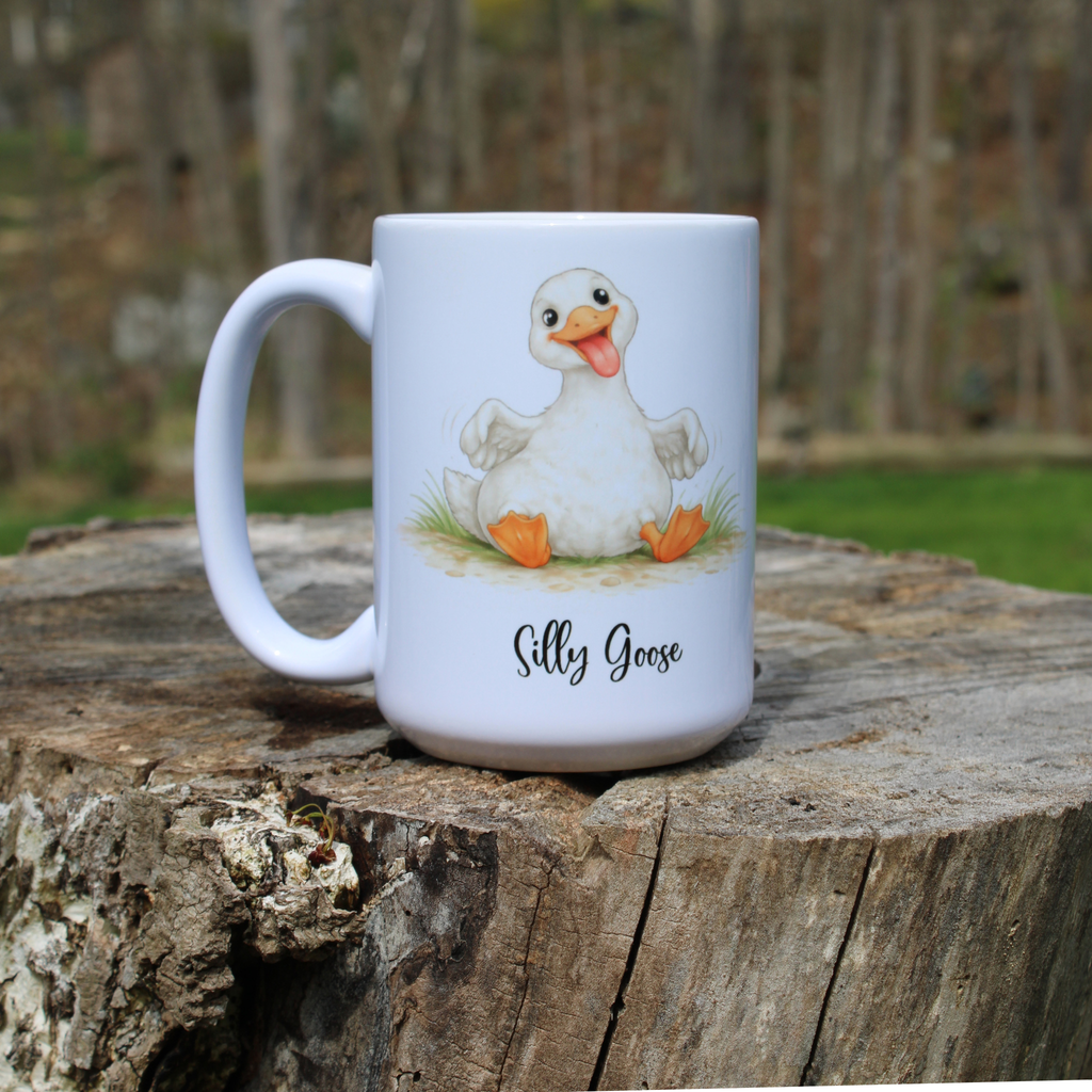 15 oz Double-Sided Goose Mug - Cranky Goose, Silly Goose