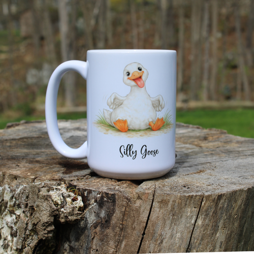 15 oz Double-Sided Goose Mug - Cranky Goose, Silly Goose
