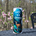 Lost in a Dream Whimsical Deer Tumbler 20 oz Stainless Steel, Fantasy Design, Nature Scene, Deer in the Woods, Cup with Lid