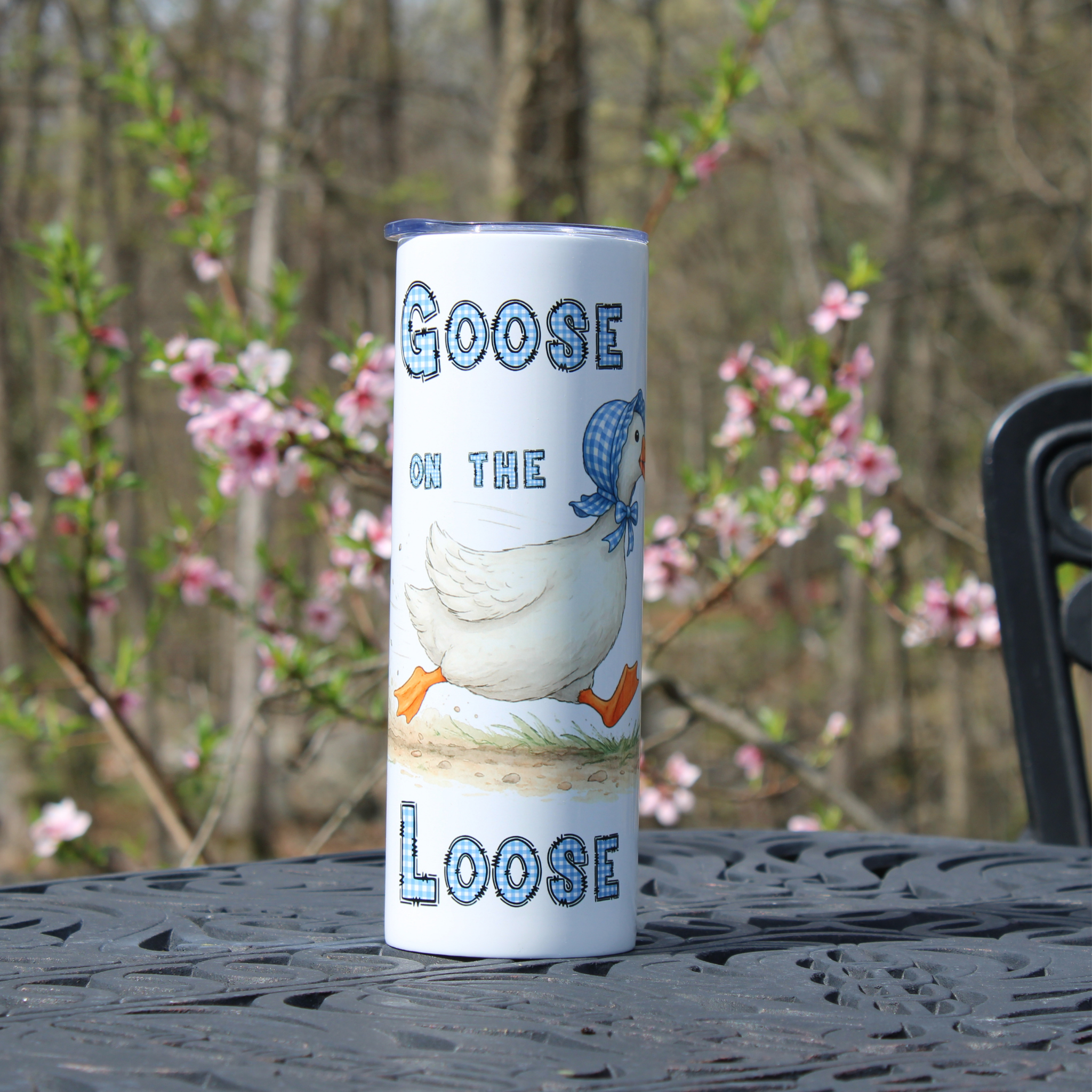 1980's Geese Vintage Inspired 20oz Tumbler, One Silly Goose, Goose on the Loose, Geese with Blue Gingham