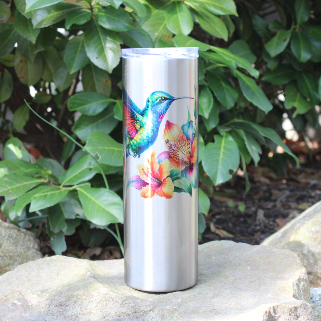 Watercolor Hummingbird 30 oz Stainless Steel Spring Tumbler, Mother's Day Gift, Nature Lovers, Hummingbird and Flower
