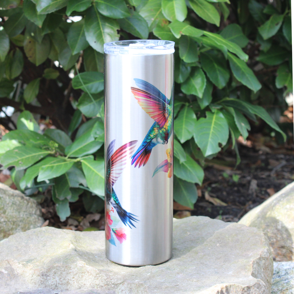 Watercolor Hummingbird 30 oz Stainless Steel Spring Tumbler, Mother's Day Gift, Nature Lovers, Hummingbird and Flower