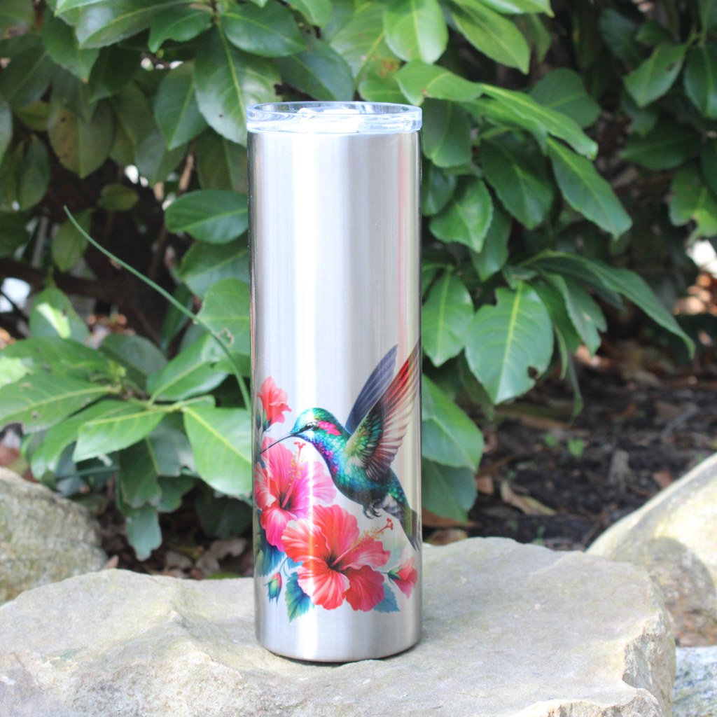 Watercolor Hummingbird 30 oz Stainless Steel Spring Tumbler, Mother's Day Gift, Nature Lovers, Hummingbird and Flower
