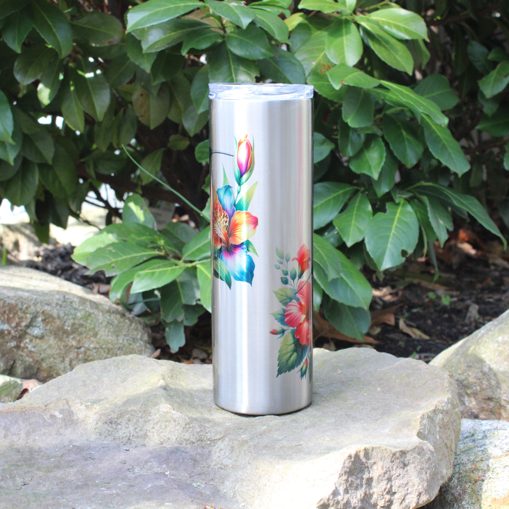 Watercolor Hummingbird 30 oz Stainless Steel Spring Tumbler, Mother's Day Gift, Nature Lovers, Hummingbird and Flower