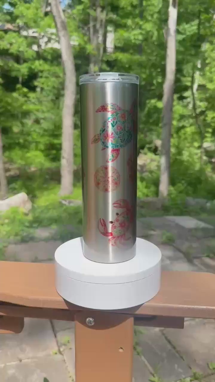 Girly Pink Summer Clipart Stainless Beach Tumbler 30 oz