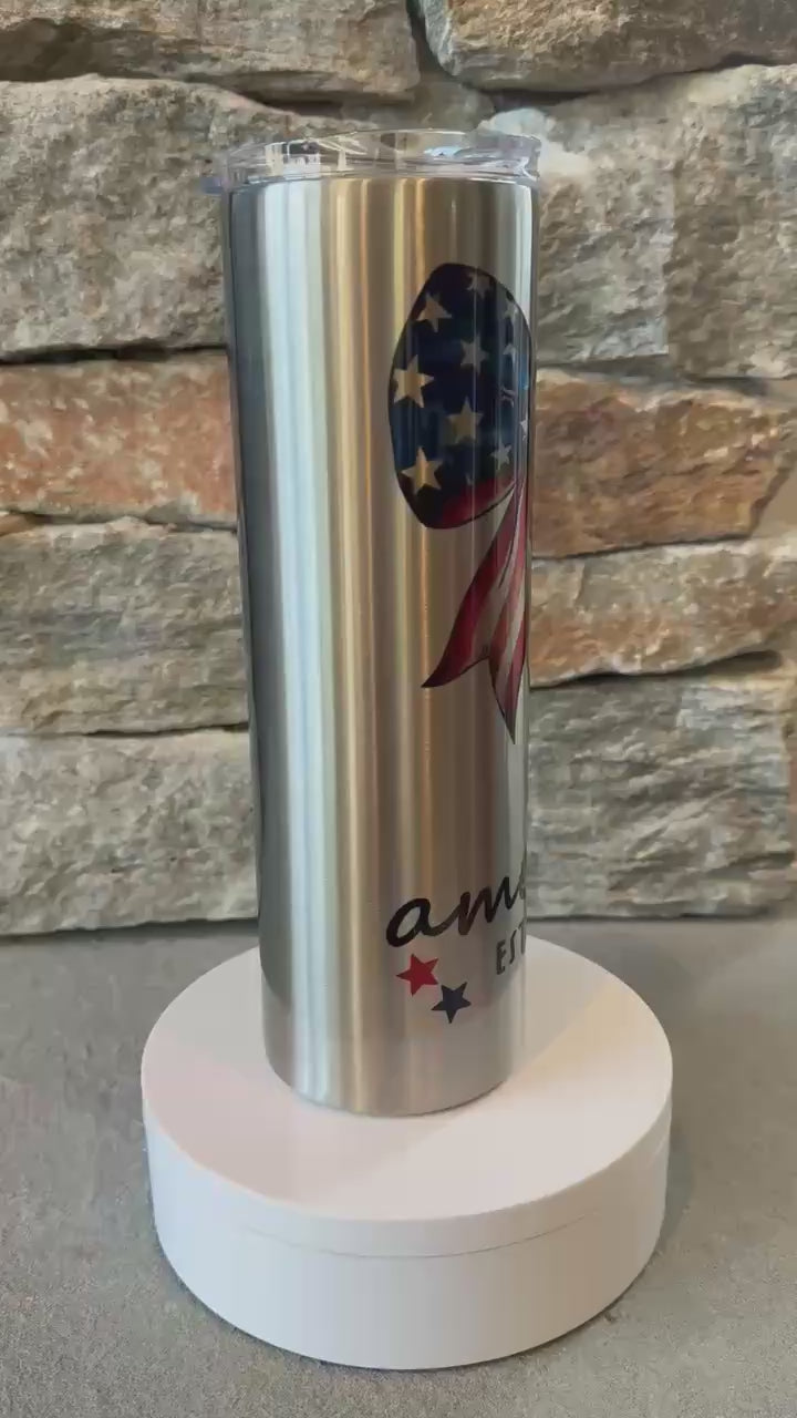 America Est. 1776 Flag Bow 4th of July Summer Girl Fashion 30 oz Patriotic Tumbler