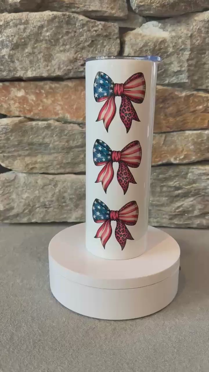 4th of July Flag Bow Patriotic Tumbler Video